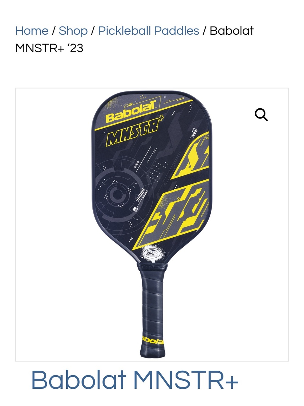 Like new Babolat MNSTR+ Pickleball Paddle in Black & Yellow